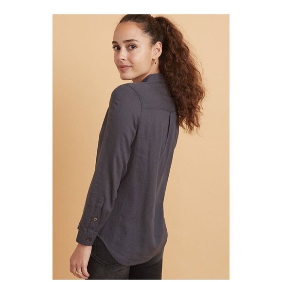 Marine Layer Aria Relaxed Fit Embroiderd Long Sleeve Shirt Women’s XS Read - Picture 2 of 10